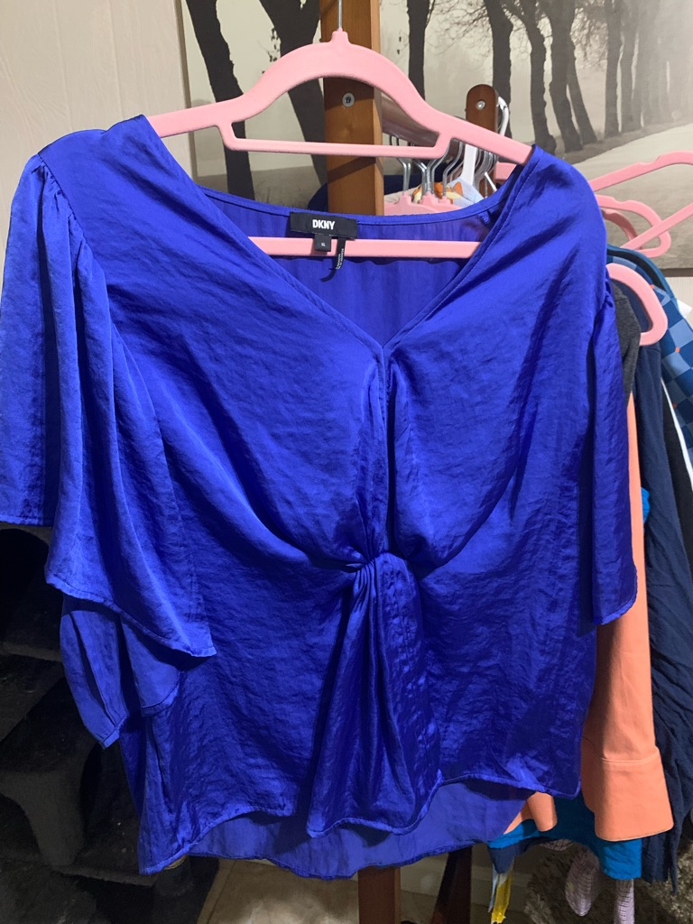Dkny Women's Royal Blue Twist-Front Top